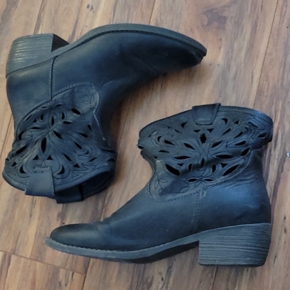 Lace cowgirl ankle boots